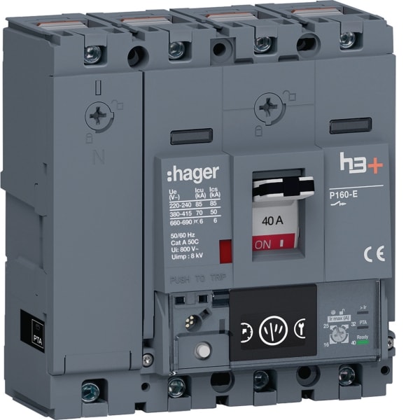 HAGER - Leistungssch. h3+ P160 Energy 4x40A 70kA