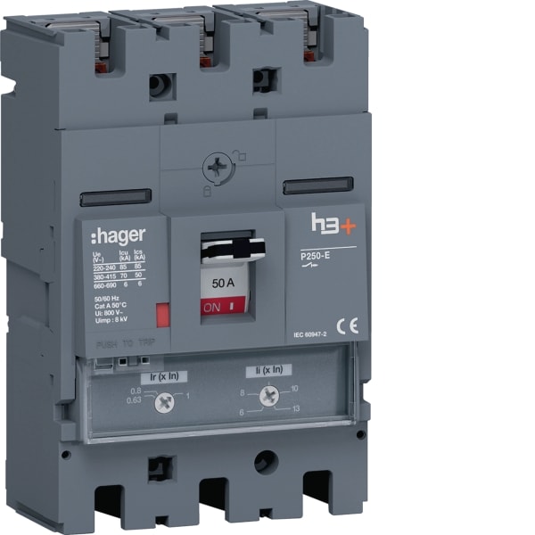 HAGER - Leistungsschalter h3+ P250 TM 3x50A 70kA