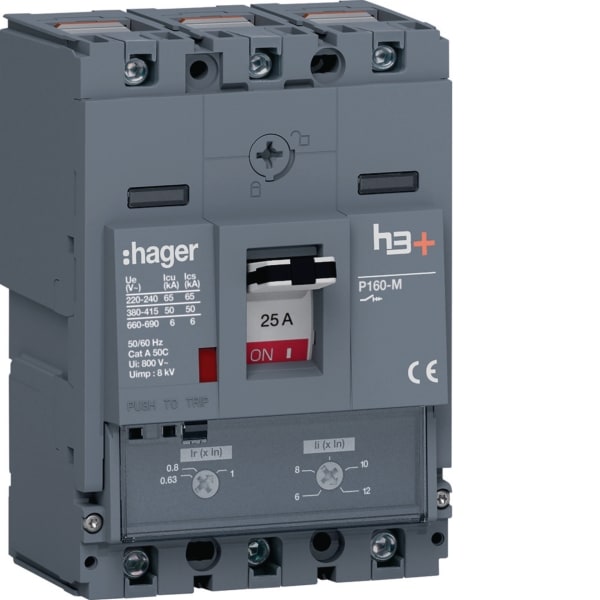 HAGER - Leistungsschalter h3+ P160 TM 3x25A 50kA