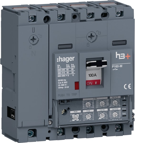 HAGER - Leistungssch. h3+ P160 LSI 4x100A 50kA