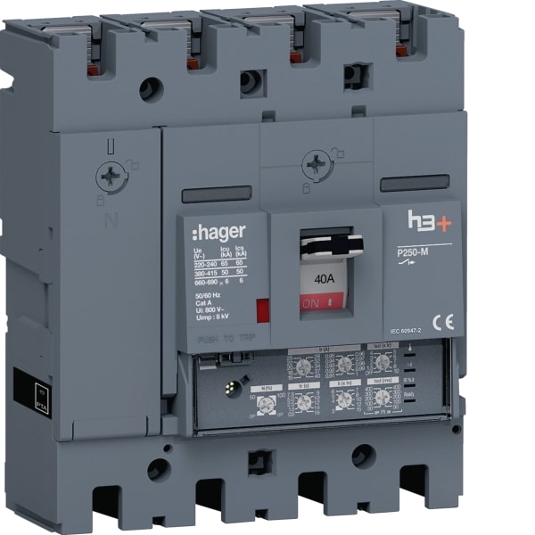 HAGER - Leistungsschalter h3+P250 LSI 4x40A 50kA