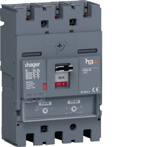 HAGER - Leistungsschalter h3+ P250 TM 3x50A 50kA
