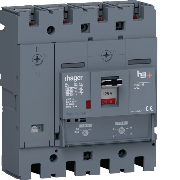 HAGER - Leistungsschalter h3+P250 TM 4x125A 50kA