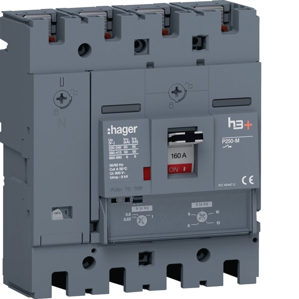 HAGER - Leistungsschalter h3+P250 TM 4x160A 50kA
