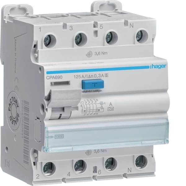HAGER - FI-Schutzschalter 3P+N 125A 300mA A  S