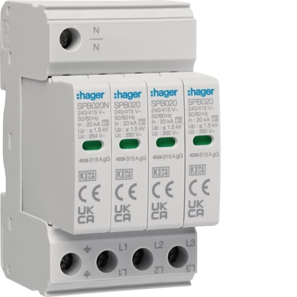 HAGER - Überspannungsableiter T2 4P TNS/TT 315A