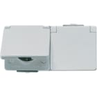 JUNG - SCHUKO-Zweifach-Steckdose, 16 A 250V ~, Klappdeckel, waagerecht, IP44, WG600