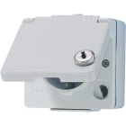 JUNG - SCHUKO Steckdose, 16 A 250V ~, Klappdeckel, mit Sicherheitsschloss, IP44, WG600