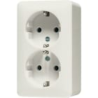 JUNG - SCHUKO-Zweifach-Steckdose, 16A 250V ~, 47 mm, SAFETY+, AP600, weiss