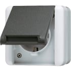 JUNG - SCHUKO Steckdose, 16A 250V ~, SAFETY+, Klappdeckel, senkrecht, IP44, WG 800
