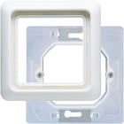 JUNG - Rahmen 90 x 90 mm, komplett mit Dichtungsflansch (IP44), Thermoplast, alpinweiss