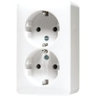 JUNG - SCHUKO-Zweifach-Steckdose, 16A 250V ~, 47 mm, SAFETY+, AP600, alpinweiss