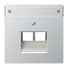 JUNG - Abdeckung für IAE/UAE-Anschlussdosen 2 x 8-polig, Schriftfeld, Serie LS, Alu