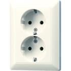 JUNG - SCHUKO-Zweifach-Steckdose, 16A 250V ~, SAFETY+, Duroplast, Serie AS, weiss