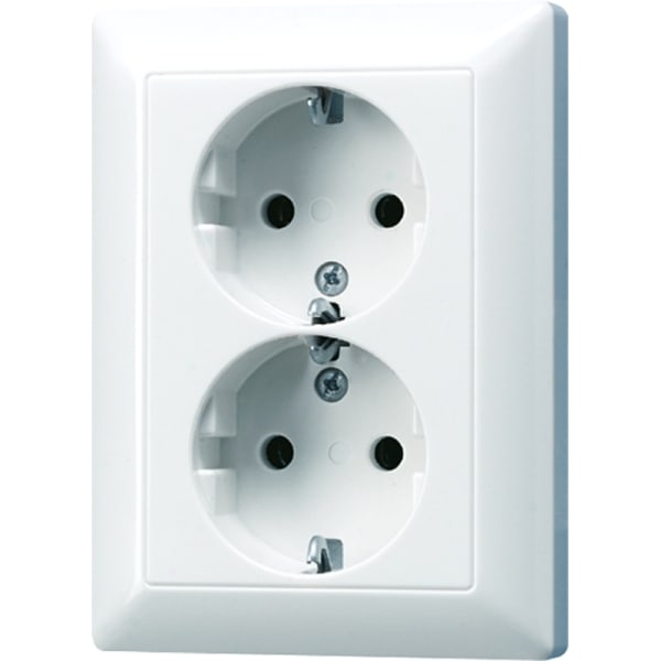 JUNG - SCHUKO-Zweifach-Steckdose, 16A 250V ~, SAFETY+, Duroplast, Serie AS, alpinweiss