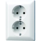 JUNG - SCHUKO-Zweifach-Steckdose, 16 A 250V ~, Duroplast, Serie AS, alpinweiss