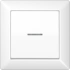 JUNG - Wippe 1fach mit Lichtleiter, mit Rahmen, Duroplast, Serie AS, alpinweiss
