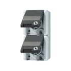 JUNG - SCHUKO-Zweifach-Steckdose, 16A 250V ~, Schriftfeld, Klappdeckel, Sicherheitsschl