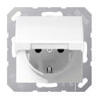 JUNG - SCHUKO Steckdose, 16 A 250V ~, Klappdeckel, Duroplast, Serie AS, alpinweiss