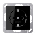 JUNG - SCHUKO Steckdose, 16A 250V ~, SAFETY+, Duroplast, Serie A, schwarz