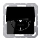 JUNG - SCHUKO Steckdose, 16 A 250V ~, Klappdeckel, Duroplast, Serie A, schwarz