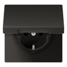 JUNG - SCHUKO Steckdose, 16A 250V ~, Klappdeckel, Alu lackiert, Serie LS, anthrazit