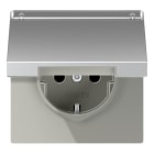 JUNG - SCHUKO Steckdose, 16A 250V ~, Schriftfeld, SAFETY+, Klappdeckel, Alu