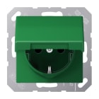 JUNG - SCHUKO Steckdose, 16A 250V ~, o.Krallen, SAFETY+, Klappdeckel, Thermoplast,grün