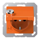 JUNG - SCHUKO Steckdose, 16A 250V ~, SAFETY+, Klappdeckel, Sicherheitsschloss, orange