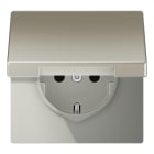 JUNG - SCHUKO Steckdose, 16A 250V ~, SAFETY+, Klappdeckel, Serie LS, Edelstahl
