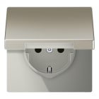 JUNG - SCHUKO Steckdose, 16 A 250V ~, Klappdeckel, Serie LS, Edelstahl