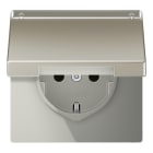 JUNG - SCHUKO Steckdose, 16A 250V ~, Schriftfeld, SAFETY+, Klappdeckel, Serie LS, edst