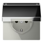 JUNG - SCHUKO Steckdose, 16A 250V ~, Schriftfeld, SAFETY+, Klappdeckel, Metall verchrom