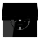 JUNG - SCHUKO Steckdose, 16A 250V ~, SAFETY+, Klappdeckel, Duroplast, Serie LS, schwarz