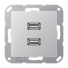JUNG - Multimedia-Anschlusssystem 2 x USB 2.0, Serie A, aluminium