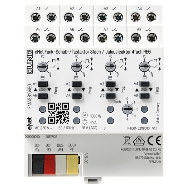JUNG - eNet Funk-Schalt-/Tastaktor 8fach / Jalousieaktor 4fach REG