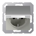 JUNG - SCHUKO Steckdose, 16A 250V ~, SAFETY+, Klappdeckel, Thermoplast lackiert, alu