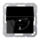 JUNG - SCHUKO Steckdose, 16A 250V ~, SAFETY+, Klappdeckel, Thermoplast, schwarz
