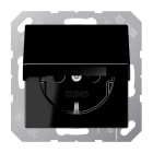JUNG - SCHUKO Steckdose, 16 A 250V ~, Klappdeckel, Thermoplast, Serie A, schwarz