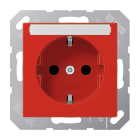 JUNG - SCHUKO Steckdose, 16 A 250V ~, mit Schriftfeld, Thermoplast, Serie AS/A, rot