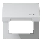 JUNG - Klappdeckel mit Rückstellfeder, mit Symbol Stecker, Serie LS, Aluminium