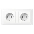 JUNG - Kabelkanal-SCHUKO-Steckdose, 2fach, 16A 250V ~, Duroplast, Serie AS, alpinweiss