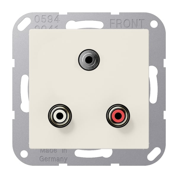 JUNG - Multimedia-Anschlusssystem Cinch Audio / Miniklinke 3,5mm, Serie AS, weiss