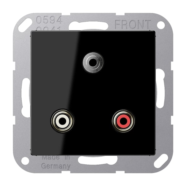 JUNG - Multimedia-Anschlusssystem Cinch Audio / Miniklinke 3,5mm, Serie A, schwarz