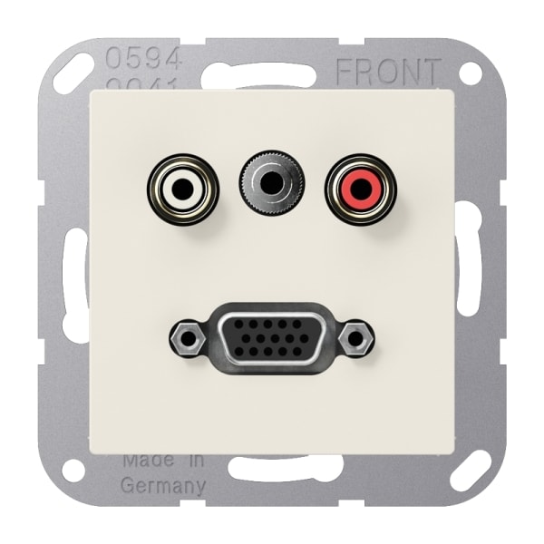 JUNG - Multimedia-Anschlusssystem Cinch Audio / Miniklinke 3,5mm / VGA, Serie AS, weiss