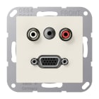 JUNG - Multimedia-Anschlusssystem Cinch Audio / Miniklinke 3,5mm / VGA, Serie AS, weiss