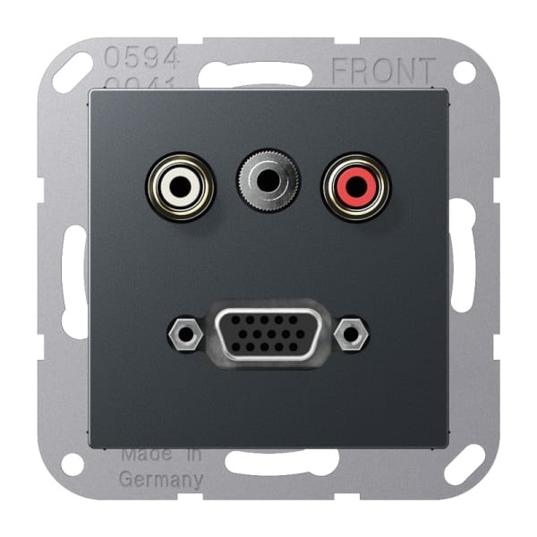 JUNG - Multimedia-Anschlusssystem Cinch Audio/Miniklinke 3,5mm/VGA, anthrazit