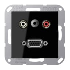 JUNG - Multimedia-Anschlusssystem Cinch Audio/Miniklinke 3,5mm/VGA, schwarz