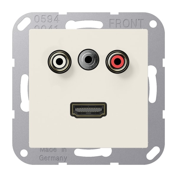 JUNG - Multimedia-Anschlusssystem Cinch Audio/Miniklinke 3,5mm/HDMI, Serie AS, weiss