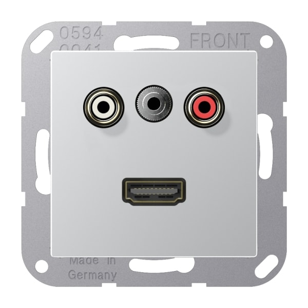 JUNG - Multimedia-Anschlusssystem Cinch Audio/Miniklinke 3,5mm/HDMI, aluminium